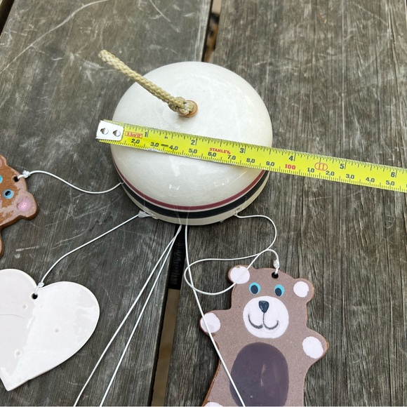 Vintage Ceramic Pottery Wind Chimes with Teddy Bears and Hearts Hand Painted - Picture 13 of 13